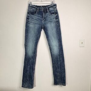 BKE Jake Straight Jeans Mens 31x36 (30x35) Blue Wash Denim Distressed Slim Fit